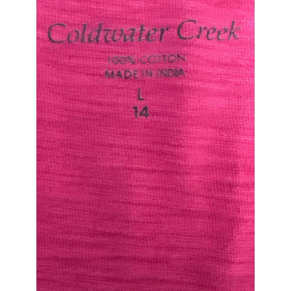 Coldwater Creek Womens V-Neck Tee All Cotton Size L Made In India Hot Pink - Picture 5 of 10